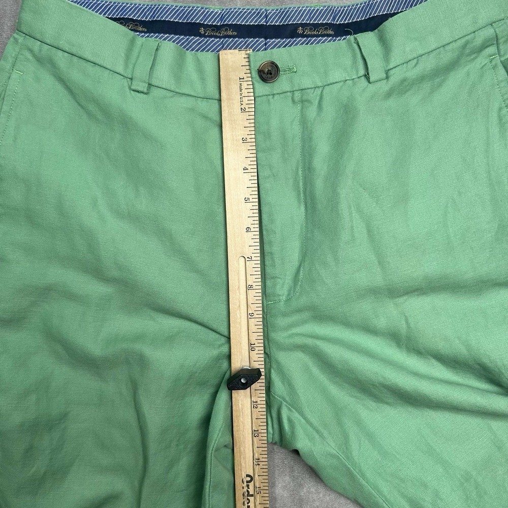 Brooks Brothers Hudson Chino Pants 38x30 Green Linen Blend Tapered Spring Preppy - Picture 4 of 8
